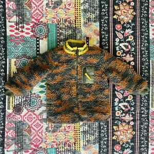 7 For All Mankind Orange & Green Camo Sherpa Fleece Full Zip Jacket 18M Cozy